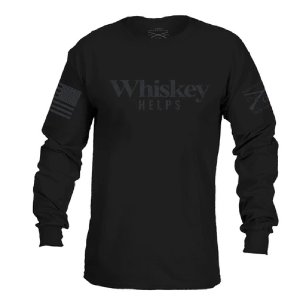 NEW!! Grunt Style Long Sleeve Whiskey Helps Black Medium T Shirt